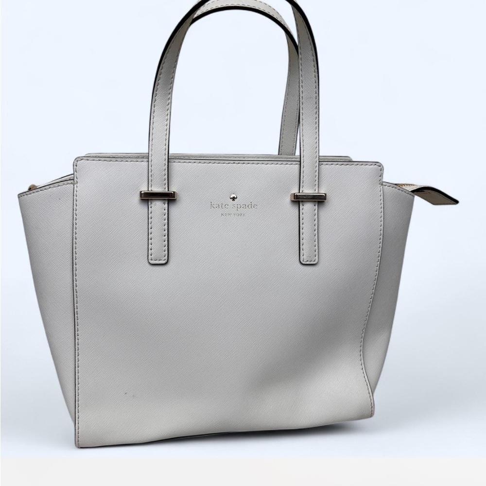 Kate Spade White Structured Tote with Gusseted Sides